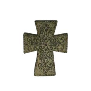 Vintage Taupe Brown Rustic Distressed Decorative Solid Wall Cross Crucifix